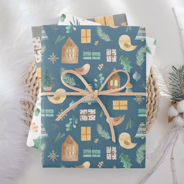 Cute Pastel Soft Scandinavian Christmas Wrapping Paper Sheets (Creator Uploaded)