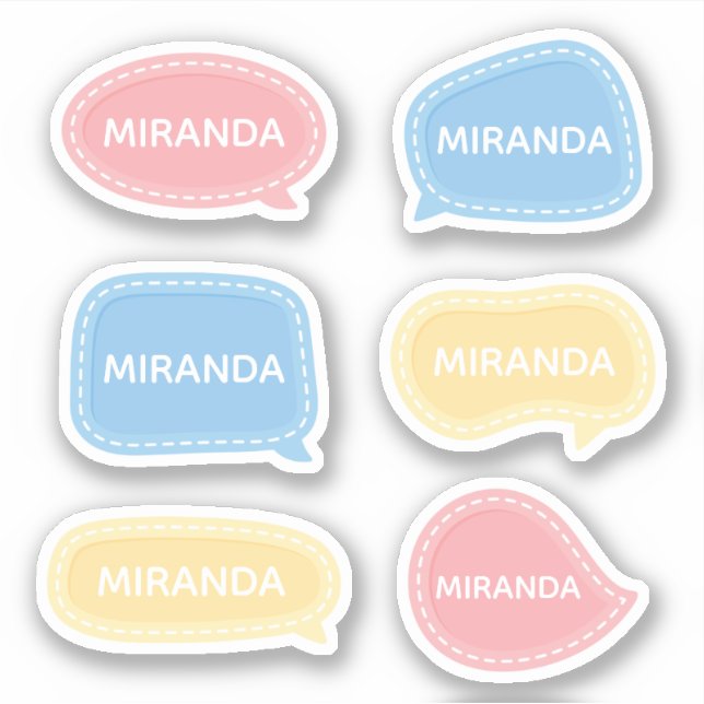Cute Pastel Speech Bubble with Custom Name Sticker (Front)