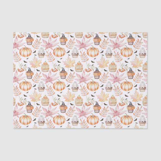Cute Pastel Spooky Cupcakes Halloween Pattern  Tissue Paper (Front)