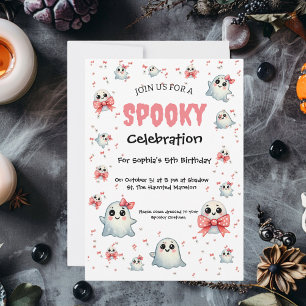 Cute Pastel Spooky Ghost Halloween Kids Birthday Invitation