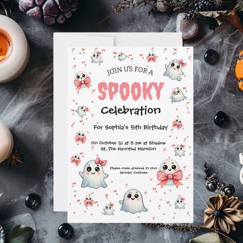 Cute Pastel Spooky Ghost Halloween Kids Birthday  Invitation