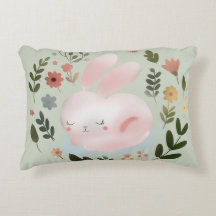 Cute Pastel Spring Bunny Floral Wreath Nursery Art