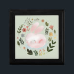 Cute Pastel Spring Bunny Floral Wreath Nursery Art Gift Box<br><div class="desc">Bring a touch of sweet, whimsical nature to your space with this adorable spring bunny design. The artwork features a soft, pastel pink sleeping rabbit surrounded by a beautiful botanical wreath of blooming spring flowers and leaves. This charming watercolor-style illustration is perfect for customizing Easter gifts, baby shower invitations, nursery...</div>