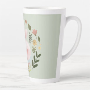 Cute Pastel Spring Bunny Floral Wreath Nursery Art Latte Mug