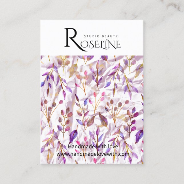 Cute Pastel Spring Purple Flower Earring Display Business Card (Front)