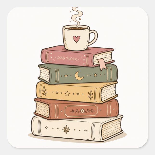 Cute Pastel Stack of Books sticker (Front)