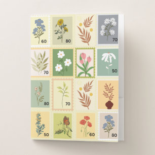 Cute pastel stamp background Trendy retro Pocket Folder