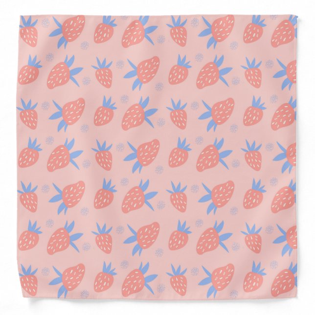 Cute Pastel Strawberry Pattern Pink Bandana (Front)