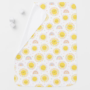 Cute pastel sunshines, rainbows and hearts baby blanket
