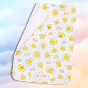Cute pastel sunshines, rainbows and hearts baby blanket