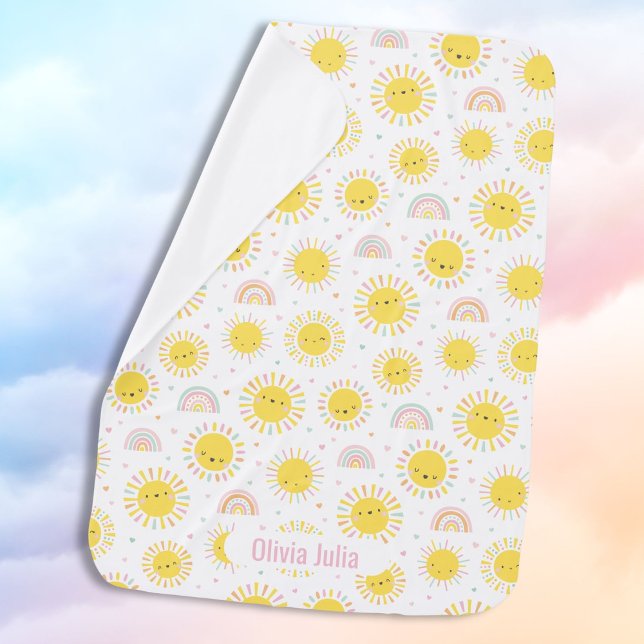 Cute pastel sunshines, rainbows and hearts  baby blanket (Creator Uploaded)