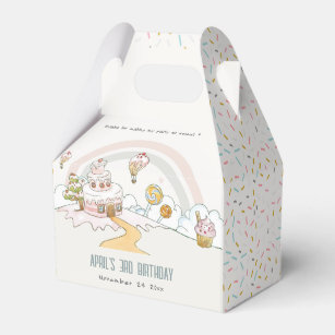 Cute Pastel Sweet Time Candy Land Kids Birthday Favor Boxes