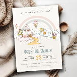 Cute Pastel Sweet Time Candy Land Kids Birthday Invitation<br><div class="desc">A Fun Cute Pastel Sweet Time Candy Land THEME BIRTHDAY Collection.- it's an Elegant Simple Minimal sketchy watercolor Illustration of pastel candy land, cupcake hot air balloons, candies and rainbow, perfect for your little ones sweet birthday party. It’s very easy to customize, with your personal details. If you need any...</div>