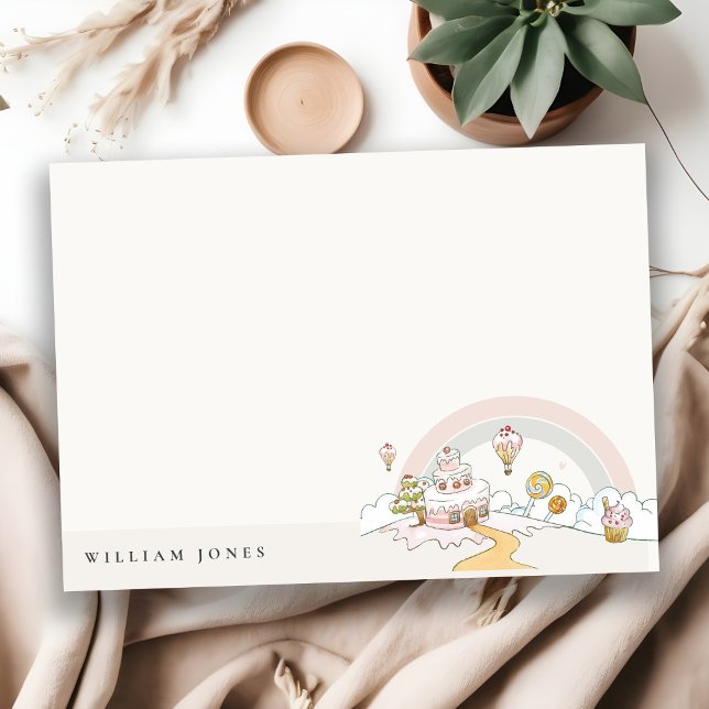 Cute Pastel Sweet Time Candy Land Kids Birthday Note Card (Creator Uploaded)