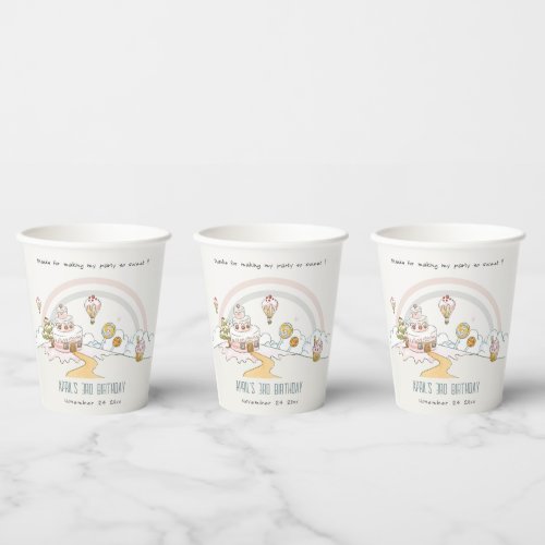 Cute Pastel Sweet Time Candy Land Kids Birthday Paper Cups