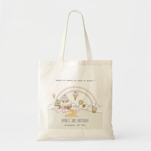Cute Pastel Sweet Time Candy Land Kids Birthday Tote Bag