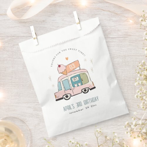 Cute Pastel Sweet Time Ice Cream Truck Birthday Favor Bag