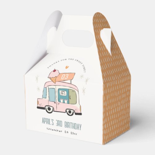 Cute Pastel Sweet Time Ice Cream Truck Birthday Favor Boxes