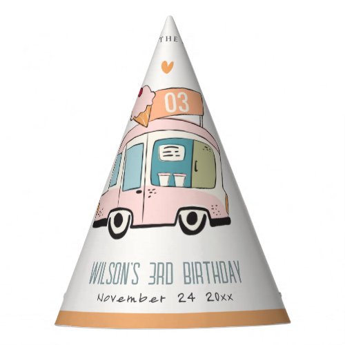 Cute Pastel Sweet Time Ice Cream Truck Birthday Party Hat