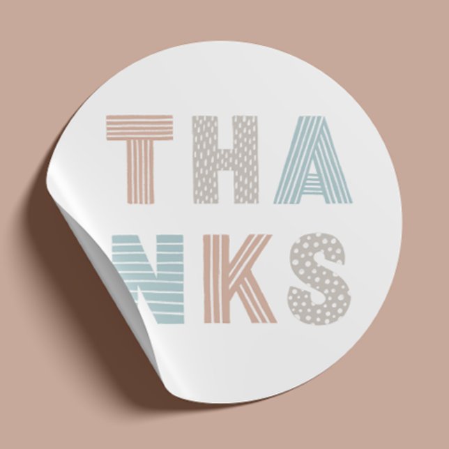 Cute pastel thanks. Kids birthday / Baby Shower Classic Round Sticker (Creator Uploaded)