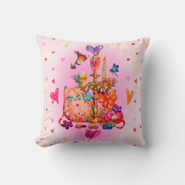 Cute Pastel Throw Pillow (Front)