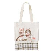 Cute Pastel Tones Floral Pair Of Owls Zazzle Heart Tote Bag at Zazzle