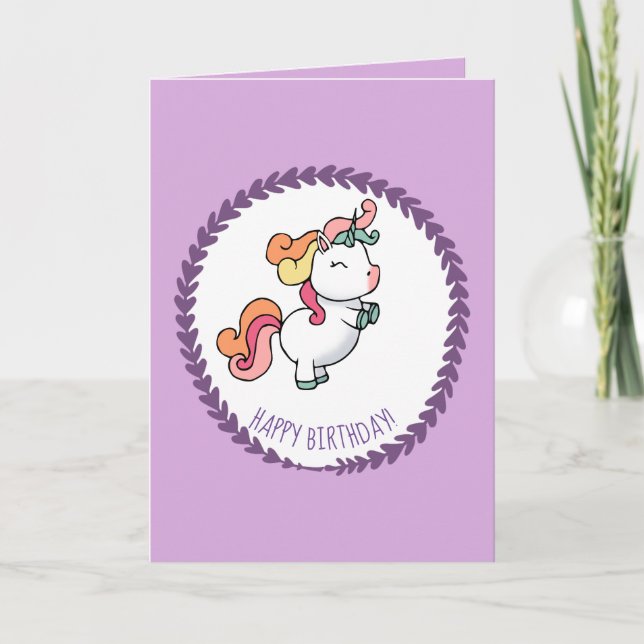 Cute pastel unicorn birthday card (Front)