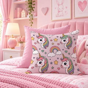 Cute Pastel Unicorn Birthday Gift Throw Pillow Art