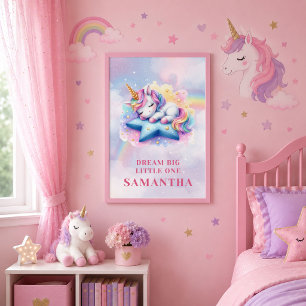 Cute Pastel Unicorn Framed Poster Kids Decor