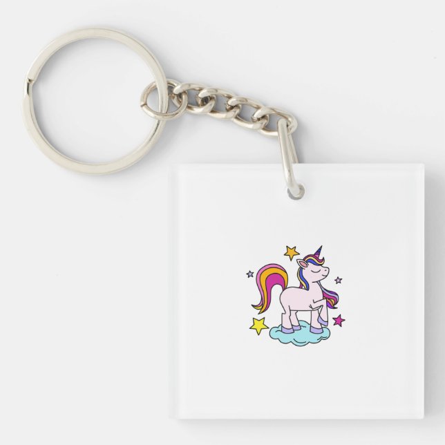 Cute Pastel Unicorn T-Shirt for Kids Keychain (Front)