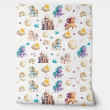Cute Pastel Unicorns and Castles Fantasy