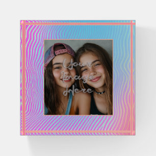 Cute Pastel Vaporwave Stripe Photo Border Paperweight