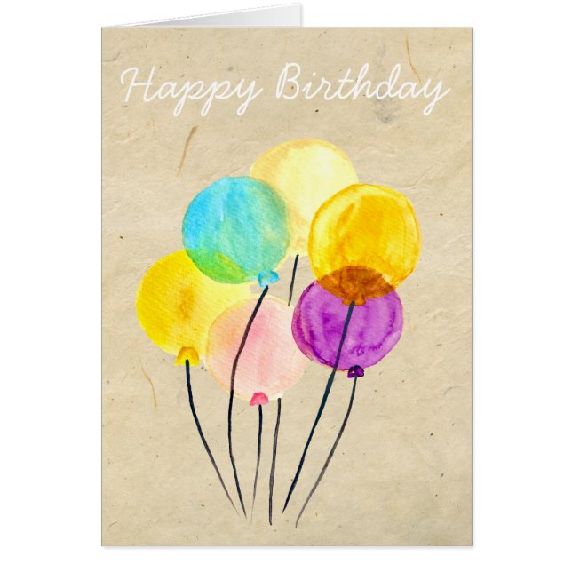 Cute pastel watercolor balloons cards (Front)