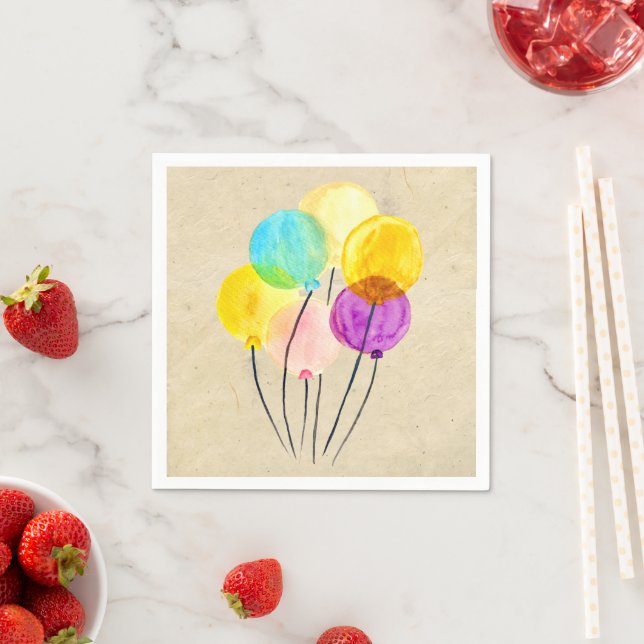 Cute pastel watercolor balloons napkins (Insitu)