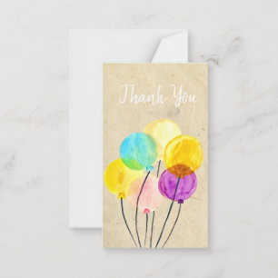 Cute pastel watercolor balloons note card