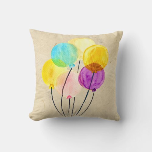 Cute pastel watercolor balloons throw pillow