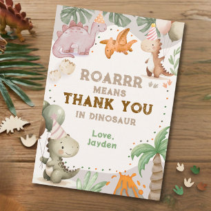 Cute Pastel Watercolor Dinosaur Thank You Card