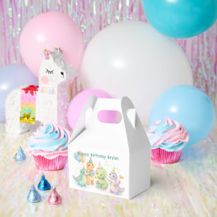 Cute Pastel Watercolor Dinosaurs Birthday Favor Boxes