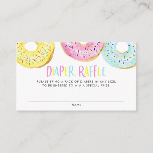 Cute Pastel Watercolor Donuts Diaper Raffle Game Enclosure Card