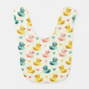 cute pastel watercolor duck baby pattern bib