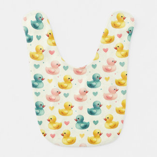 cute pastel watercolor duck baby pattern bib