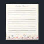 Cute Pastel Watercolor Flowers Personalized Lined Notepad<br><div class="desc">Stylish lined notepad with a beautiful watercolor painting of delicate florals in pretty pastel colors,  personalized with your name. Great gift idea!</div>