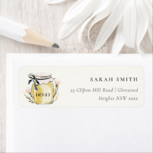 Cute Pastel Watercolor Honey Jar Address Label