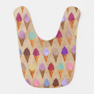 Cute Pastel Watercolor Ice Cream Baby Girl Nursery Baby Bib