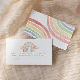 Cute Pastel Watercolor Rainbow Baby Diaper Raffle Enclosure Card