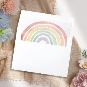 Cute Pastel Watercolor Rainbow Baby Shower Envelope Liner
