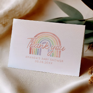 Cute Pastel Watercolor Rainbow Baby Shower Folded Thank You Card