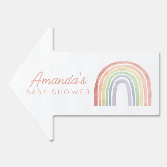 Cute Pastel Watercolor Rainbow Baby Shower Yard Sign (Front)