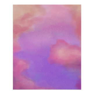 Cute Pastel Watercolor Sky with Stars Poster
