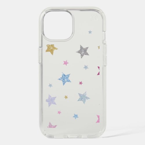 Cute Pastel Watercolor Stars Clear iPhone 15 Case